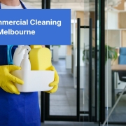 Professional commercial cleaner vacuuming a Melbourne CBD office after hours — Highview Cleaning