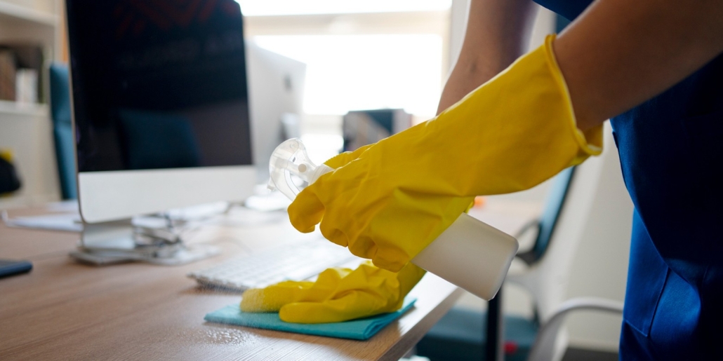 Highview Cleaning professional team member in a spotless Melbourne CBD commercial office lobby